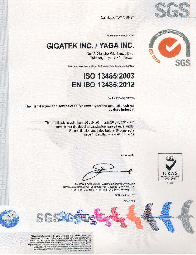 ISO13485_2003 & EN ISO13485_2012 certificate (GIGA & YAGA)